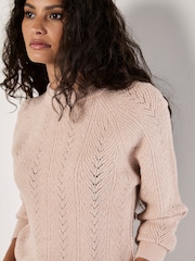 Apricot Pink Chevron Pointelle Jumper - Image 3 of 4