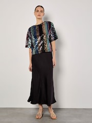 Apricot Black Sequin Stripe T-Shirt - Image 1 of 4