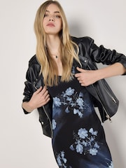Apricot Blue Cyanotype Floral Print Slip Dress - Image 5 of 5