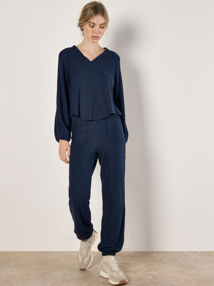 Apricot Blue Patch Pocket Textured Joggers - Image 2 of 4