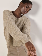 Apricot Natural Plait Cable Multifleck Jumper - Image 1 of 4