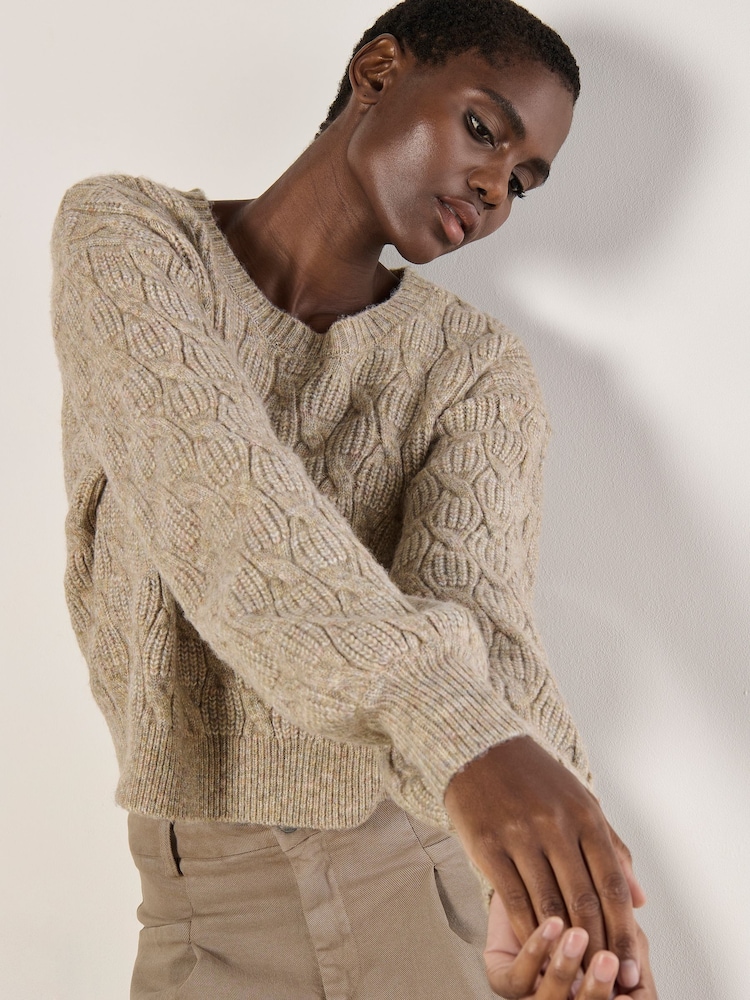 Apricot Natural Plait Cable Multifleck Jumper - Image 1 of 4
