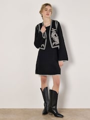 Apricot Black Blanket Stitch Knit Swing Dress - Image 1 of 5
