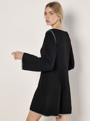Apricot Black Blanket Stitch Knit Swing Dress - Image 4 of 5