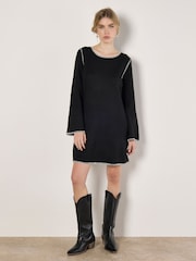 Apricot Black Blanket Stitch Knit Swing Dress - Image 5 of 5