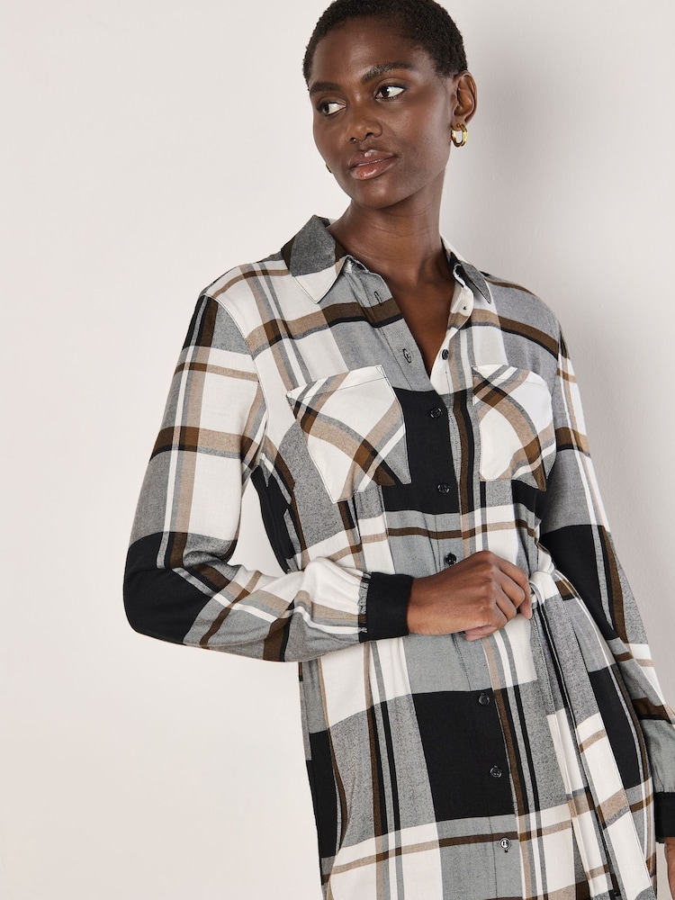 Apricot White Large Scale Check Midi Dress - Image 2 of 4
