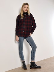 Apricot Red Oversized Distressed 100% Cotton Check Shirt - Image 2 of 4