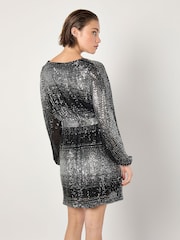 Apricot Black Ombre Sequin Batwing Dress - Image 4 of 5