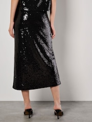 Apricot Black Sequin Bias Cut Midaxi Skirt - Image 4 of 4