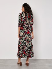 Apricot Black Colourful Leaves and Blooms Dress - Image 5 of 5