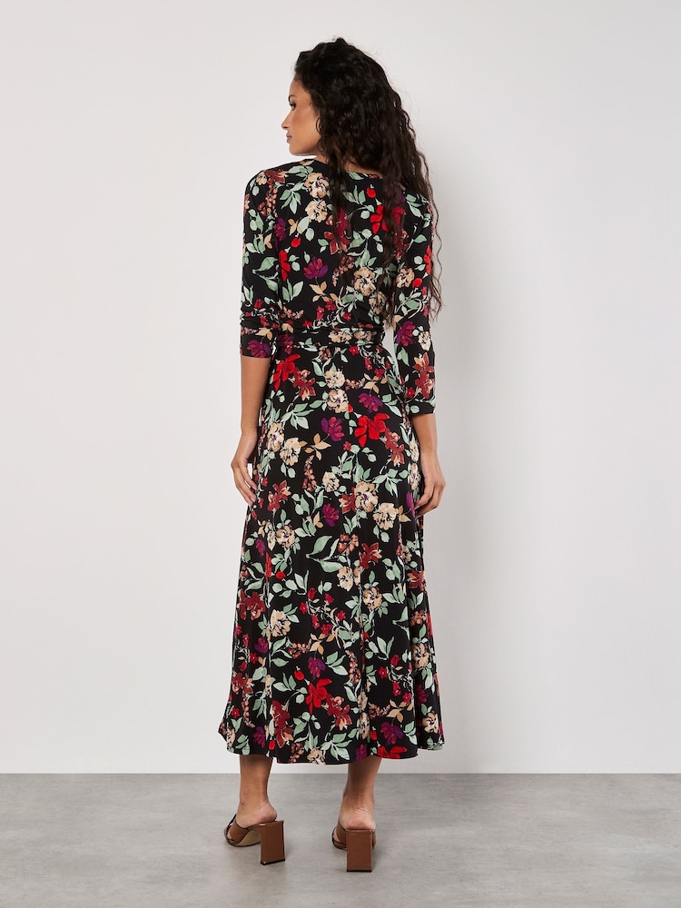 Apricot Black Colourful Leaves and Blooms Dress - Image 5 of 5
