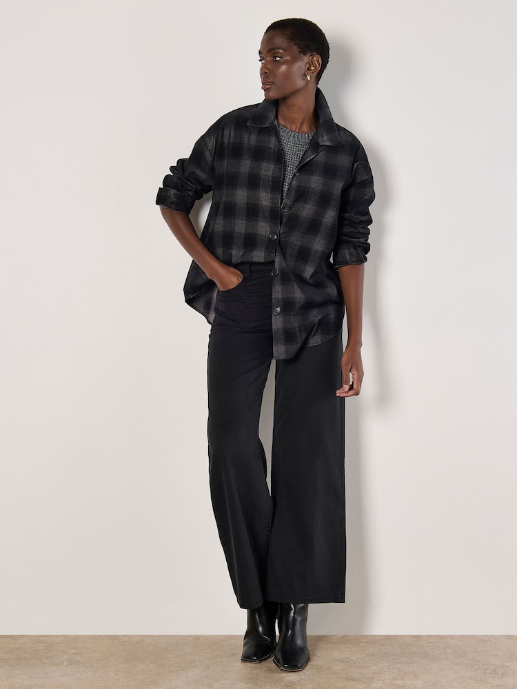 Apricot Grey Oversized Distressed 100% Cotton Check Shirt - Image 1 of 4
