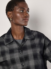 Apricot Grey Oversized Distressed 100% Cotton Check Shirt - Image 3 of 4