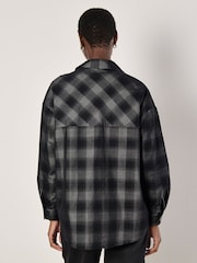Apricot Grey Oversized Distressed 100% Cotton Check Shirt - Image 4 of 4