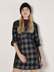 Apricot Grey Distressed Check Pocket 100% Cotton Shirt Dress - Image 1 of 4