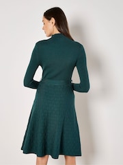 Apricot Green Rib and Brick High Neck Knitted Dress - Image 2 of 4