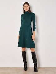Apricot Green Rib and Brick High Neck Knitted Dress - Image 3 of 4
