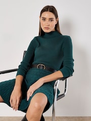 Apricot Green Rib and Brick High Neck Knitted Dress - Image 4 of 4
