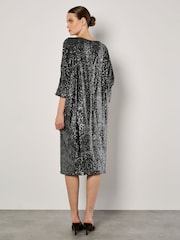 Apricot Grey Sequin Lines Cocoon Dress - Image 4 of 5