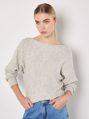 Apricot Grey Slash Neck Batwing Jumper - Image 1 of 4