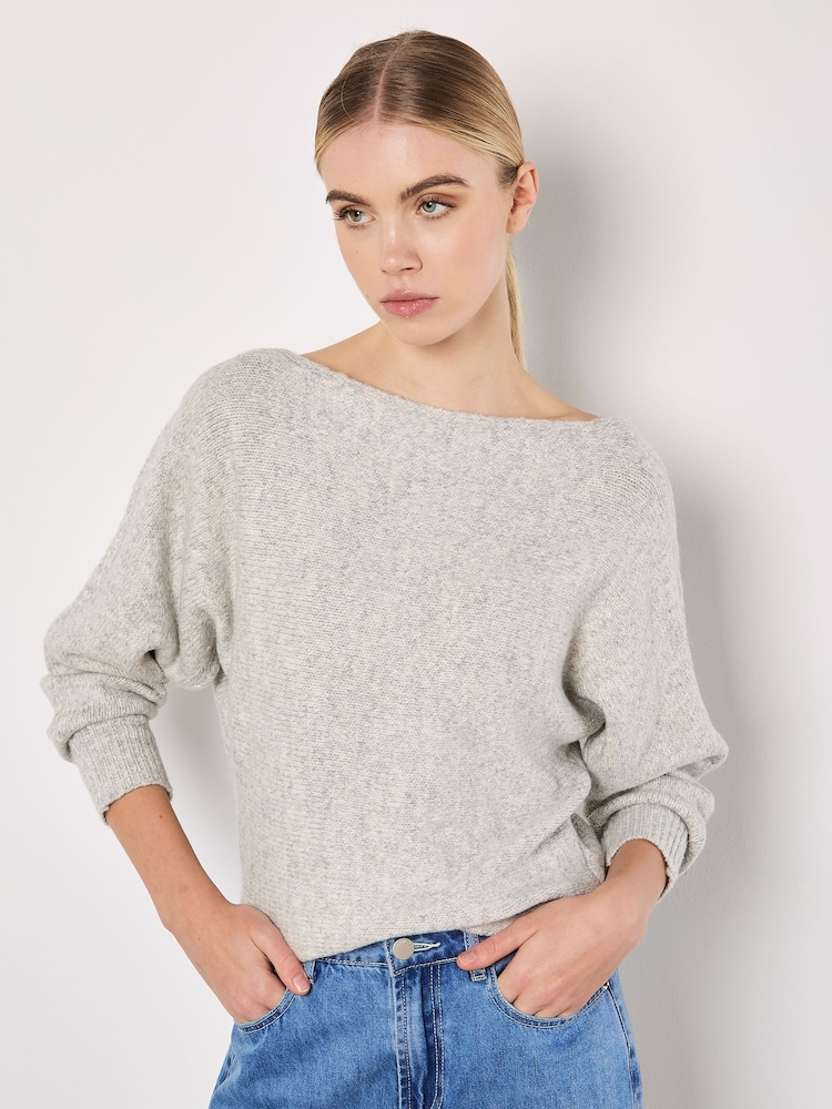 Apricot Grey Slash Neck Batwing Jumper - Image 1 of 4