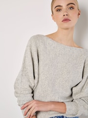 Apricot Grey Slash Neck Batwing Jumper - Image 2 of 4