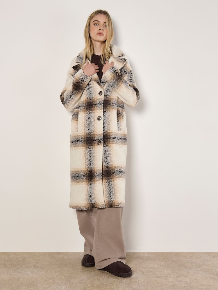 Apricot Cream Oversized Large Scale Check Coat - Image 2 of 6