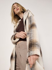 Apricot Cream Oversized Large Scale Check Coat - Image 3 of 6