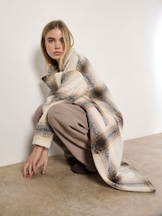 Apricot Cream Oversized Large Scale Check Coat - Image 4 of 6
