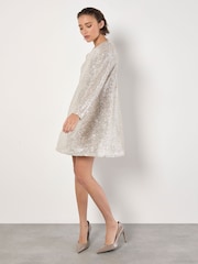 Apricot Natural Sequin Lines A-Line Flare Dress - Image 1 of 4