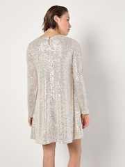 Apricot Natural Sequin Lines A-Line Flare Dress - Image 4 of 4