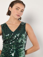 Apricot Green Sequin Glitz Panel Bodycon Dress - Image 4 of 5