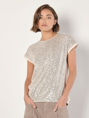 Apricot Sequin Line Top - Afbeelding 1 van 4