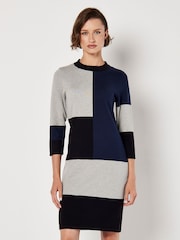 Apricot Blue Constructive Colourblock Knit Dress - Image 3 of 4
