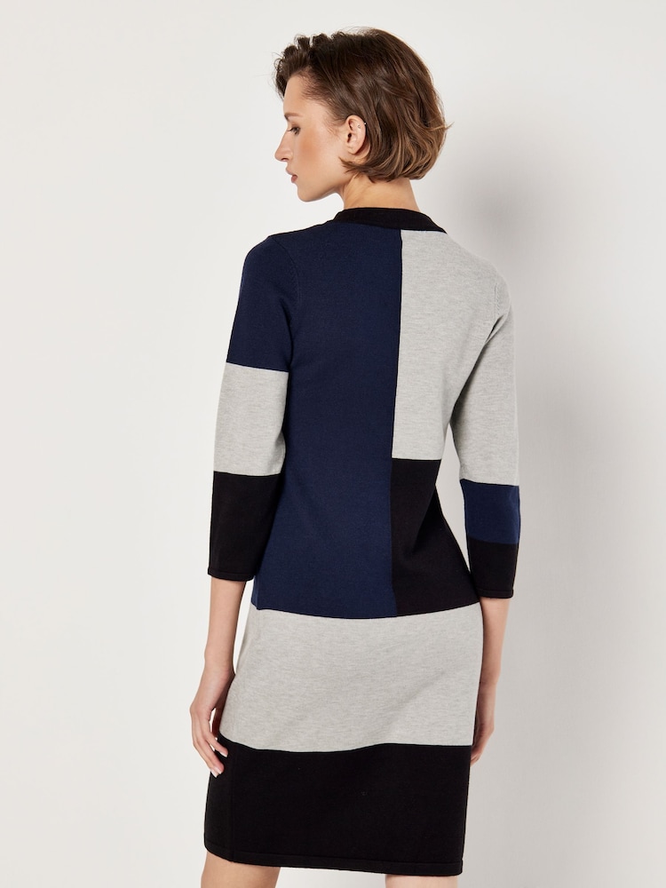 Apricot Blue Constructive Colourblock Knit Dress - Image 4 of 4