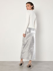 Apricot Silver Sequin Bias Cut Midaxi Skirt - Image 6 of 6