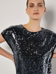 Apricot Grey Rainbow Sequin T-Shirt - Image 2 of 4