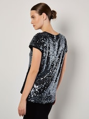 Apricot Grey Rainbow Sequin T-Shirt - Image 3 of 4