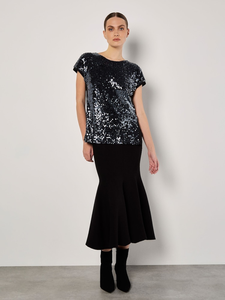 Apricot Grey Rainbow Sequin T-Shirt - Image 4 of 4