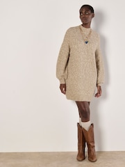 Apricot Natural Two Tone Knit Jumper Dress - Image 2 of 5