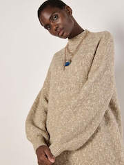 Apricot Natural Two Tone Knit Jumper Dress - Image 4 of 5
