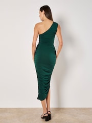 Apricot Green Super Ruch 1 Shoulder Bodycon Maxi Dress - Image 4 of 4