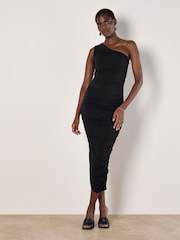 Apricot Black Super Ruch 1 Shoulder Bodycon Maxi Dress - Image 1 of 4