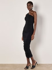 Apricot Black Super Ruch 1 Shoulder Bodycon Maxi Dress - Image 2 of 4