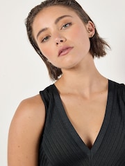 Apricot Black V-Neck Bandage Midi Dress - Image 3 of 4