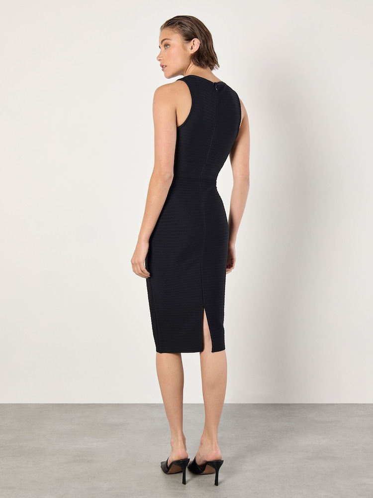 Apricot Black V-Neck Bandage Midi Dress - Image 4 of 4