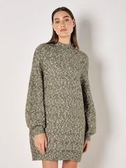 Apricot Green Two Tone Knit Jumper Dress - Image 1 of 4