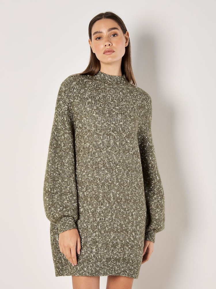 Apricot Green Two Tone Knit Jumper Dress - Image 1 of 4