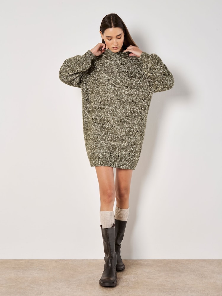 Apricot Green Two Tone Knit Jumper Dress - Image 2 of 4