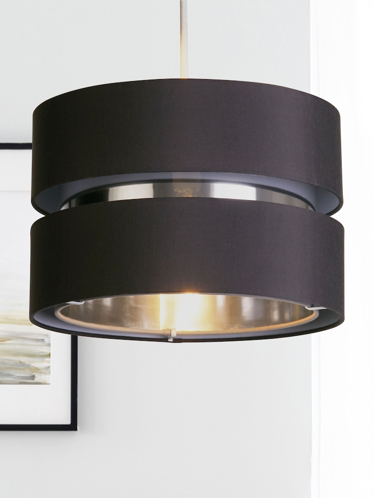 Searchlight Grey Noir Drum Shade - Image 1 of 4